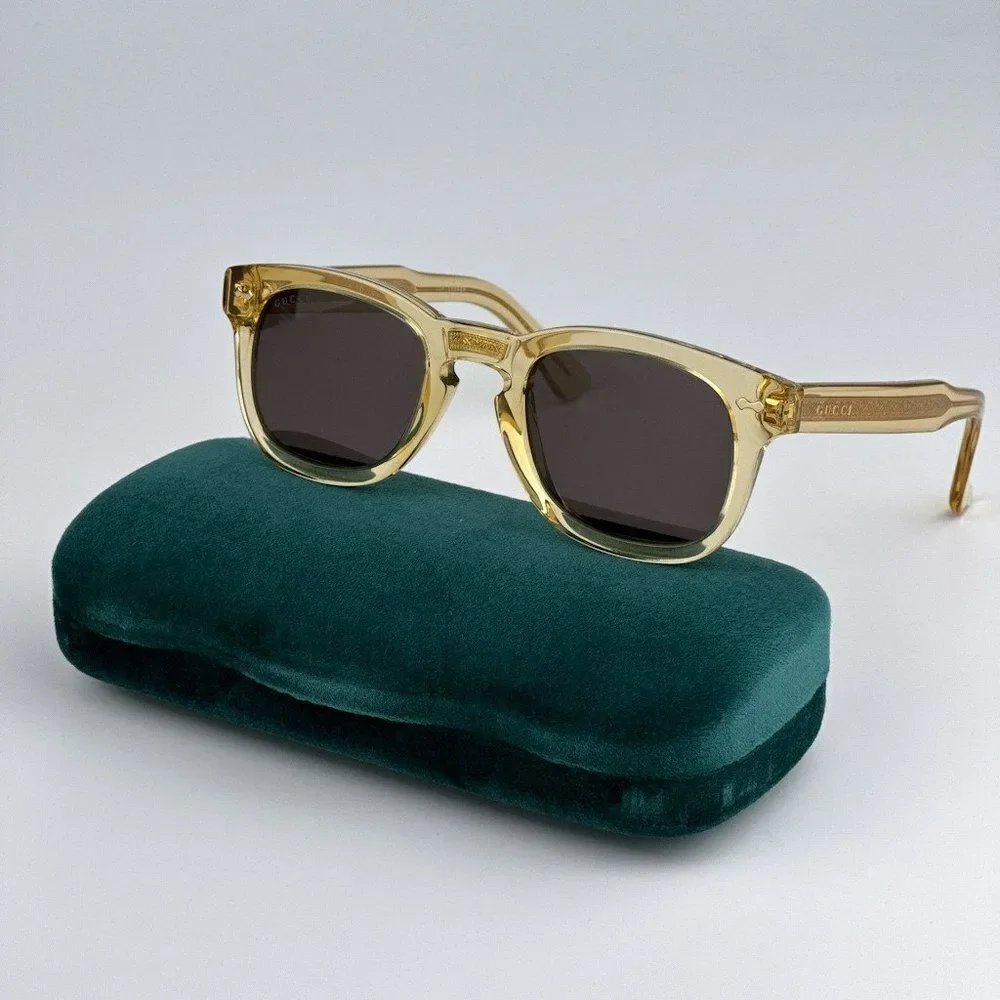 NEW Gucci GG0182S 006 Transparent Brown Square Unisex Sunglasses GG 0182S